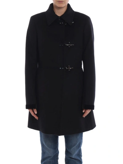 Shop Fay Black Wool And Cashmere Cloth Coat