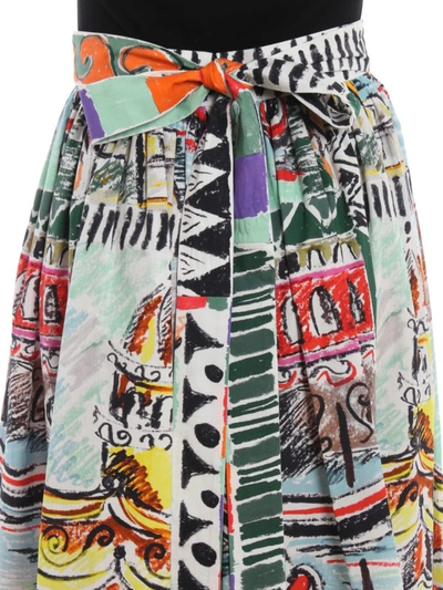 Shop Prada Venice Printed Poplin Circle Skirt In Multicolour