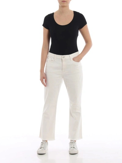 Shop Polo Ralph Lauren The Chrystie Kick Flare Crop Jeans In White