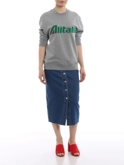 Shop Alberta Ferretti Alitalia Logo Embroidery Grey Sweatshirt