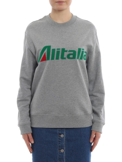 Shop Alberta Ferretti Alitalia Logo Embroidery Grey Sweatshirt