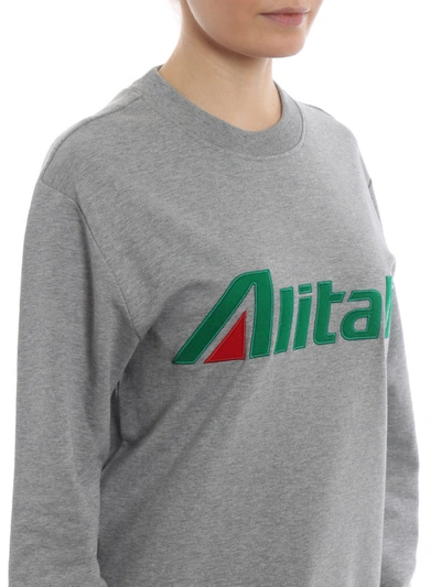 Shop Alberta Ferretti Alitalia Logo Embroidery Grey Sweatshirt