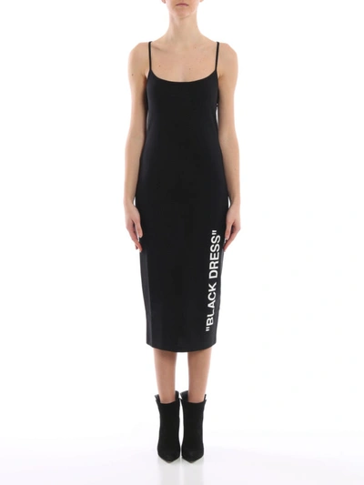 Shop Off-white Black Viscose Blend Midi Tight Dress