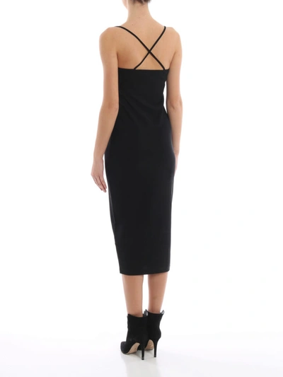 Shop Off-white Black Viscose Blend Midi Tight Dress