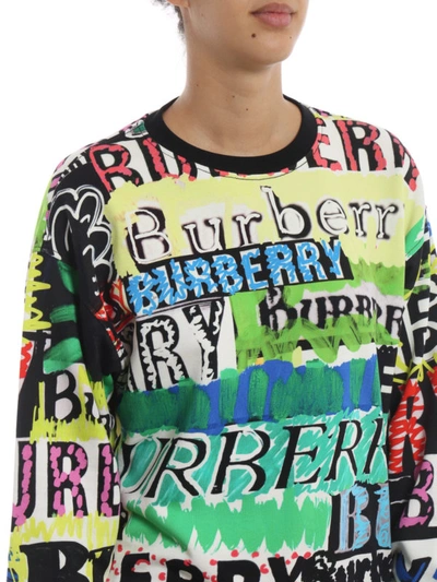 Shop Burberry Aner Multicolour Graffiti Logo Sweatshirt