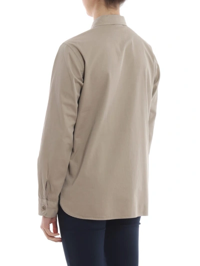 Shop Aspesi Cotton Shirt With Pockets In Taupe