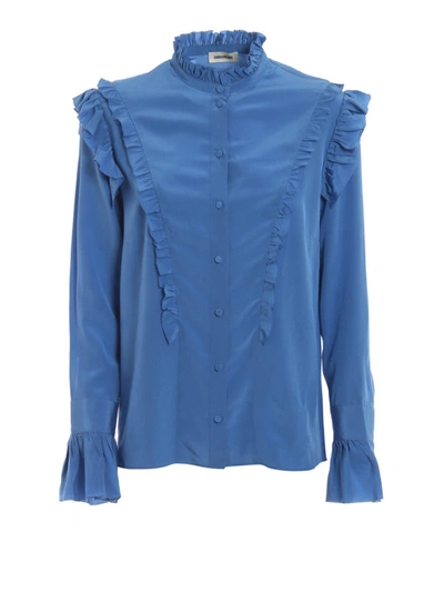 Shop Zadig & Voltaire Tweet Cdc Spi Silk Shirt In Light Blue