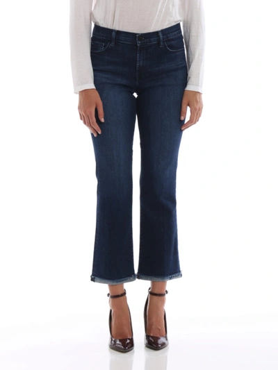 Shop J Brand Selena Mid-rise Crop Bootcut Jeans In Dark Wash