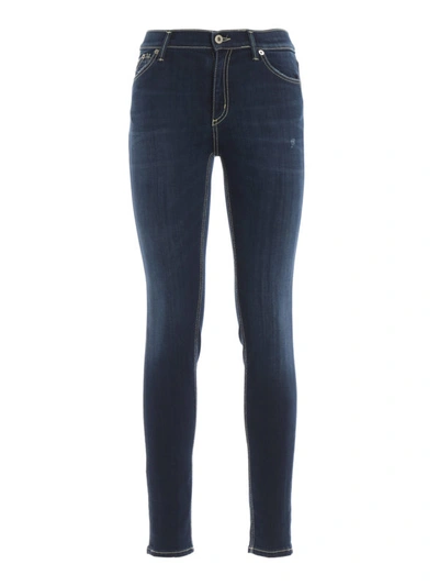Shop Dondup Luriel Stretch Cotton Denim Skinny Jeans In Dark Wash