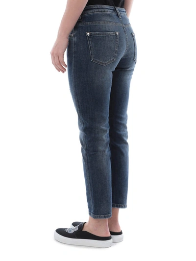 Shop Philipp Plein Cotton Denim Cropped Jeans In Dark Wash