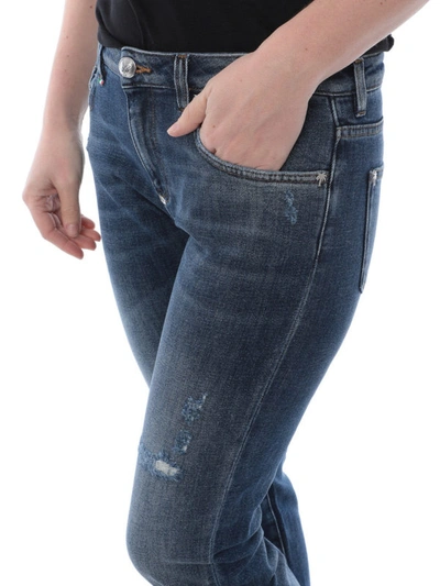 Shop Philipp Plein Cotton Denim Cropped Jeans In Dark Wash