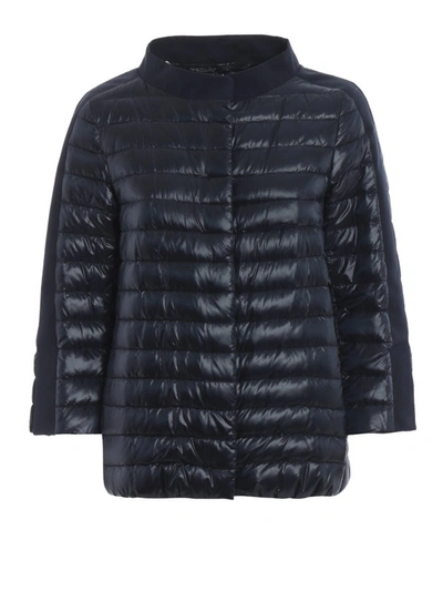 Shop Herno Blue Cape Style Puffer Jacket