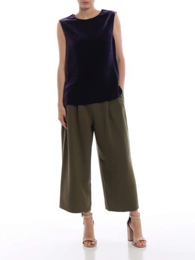 Shop Aspesi Purple Smooth Velvet Sleeveless Blouse