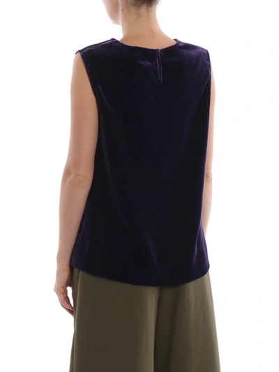 Shop Aspesi Purple Smooth Velvet Sleeveless Blouse