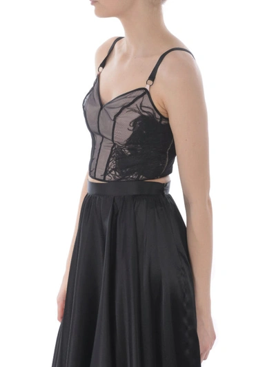 Shop Mcq By Alexander Mcqueen Cady And Tulle Crop Top In Black