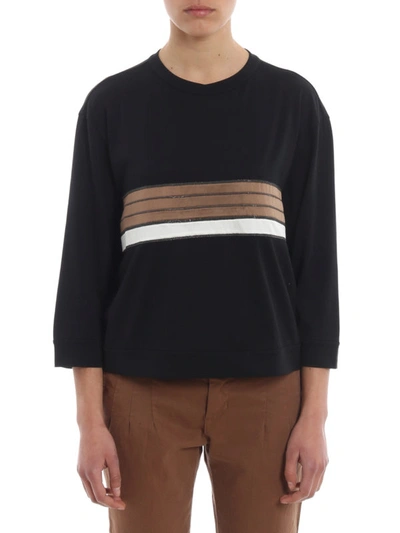 Shop Brunello Cucinelli Jersey Boxy T-shirt With Sateen Bands In Black