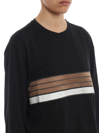 Shop Brunello Cucinelli Jersey Boxy T-shirt With Sateen Bands In Black