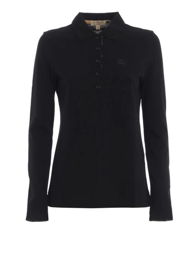 Shop Burberry Zulia Black Long Sleeve Polo Shirt
