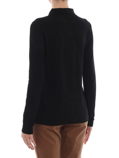 Shop Burberry Zulia Black Long Sleeve Polo Shirt