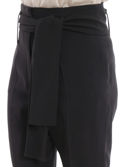 Shop Fabiana Filippi Belted High Waist Crop Trousers In Dark Grey