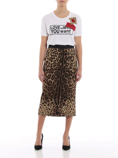 Shop Dolce & Gabbana Love Is What You Want Cotton T-shirt In White