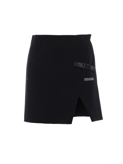Shop Off-white Stretch A-line Wrap Mini Skirt In Black