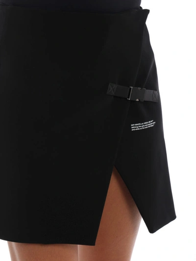 Shop Off-white Stretch A-line Wrap Mini Skirt In Black