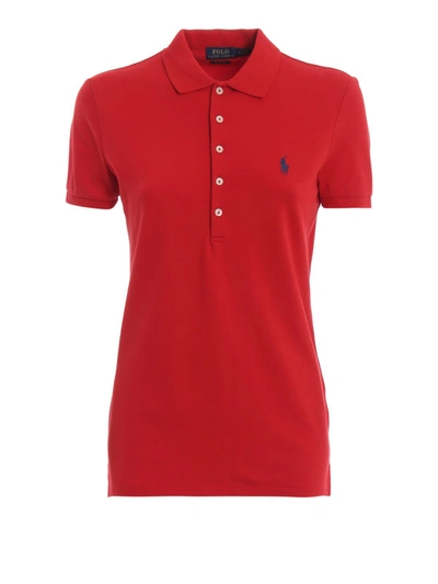 Shop Polo Ralph Lauren Red Cotton Pique Slim Polo Shirt