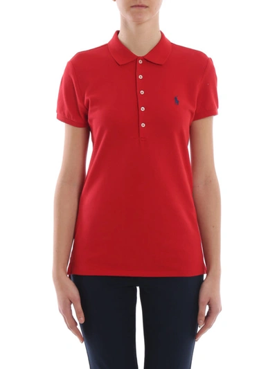 Shop Polo Ralph Lauren Red Cotton Pique Slim Polo Shirt