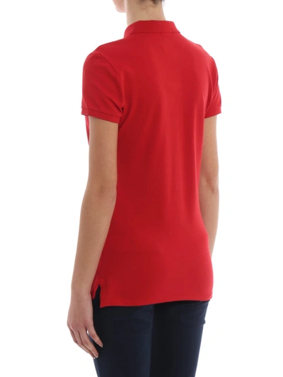 Shop Polo Ralph Lauren Red Cotton Pique Slim Polo Shirt