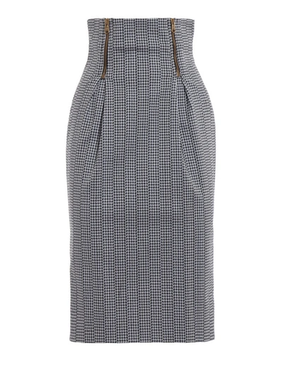 Shop Versace Houndstooth High Waist Pencil Skirt In Grey