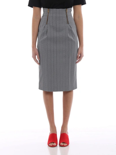 Shop Versace Houndstooth High Waist Pencil Skirt In Grey