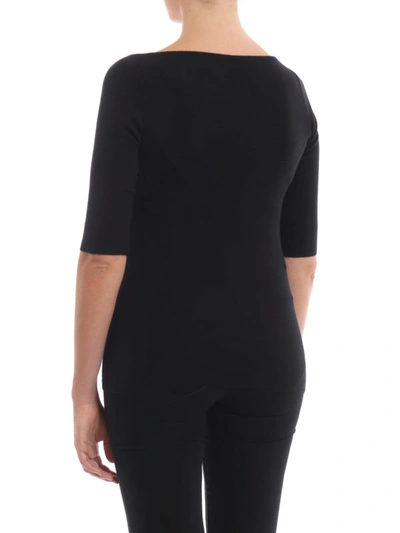 Shop Prada Black Cashmere And Silk Short Sleeve Top