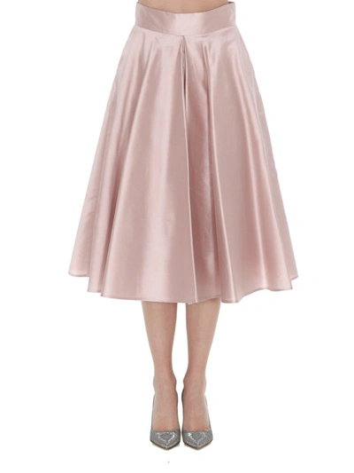 Shop Dolce & Gabbana Silk Shantung Skirt With Pockets In Light Pink