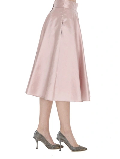 Shop Dolce & Gabbana Silk Shantung Skirt With Pockets In Light Pink