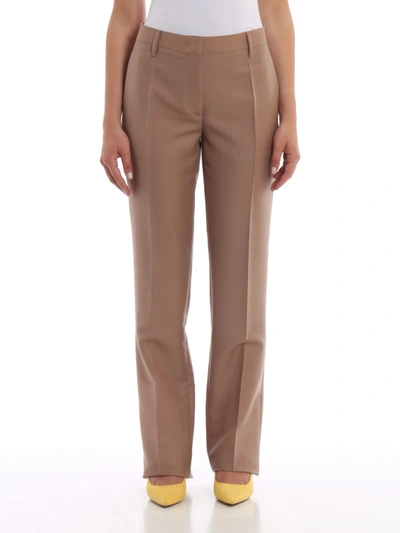 Shop Prada Mohair And Wool Formal Trousers In Light Brown