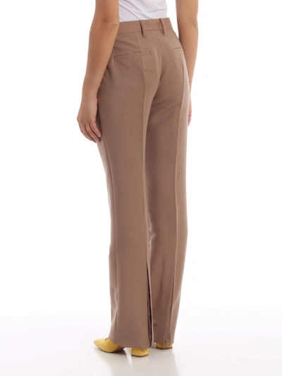 Shop Prada Mohair And Wool Formal Trousers In Light Brown