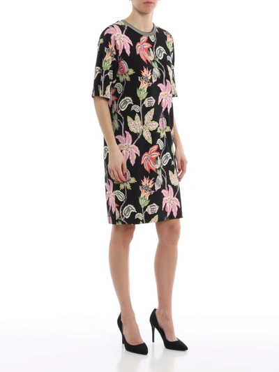 Shop Etro Black Flower Patterned Viscose Blend Dress