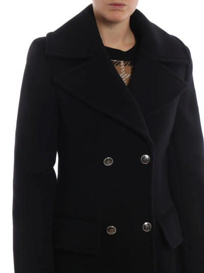 Shop Alberta Ferretti Wool Cloth Double-breasted Fitted Coat In Black