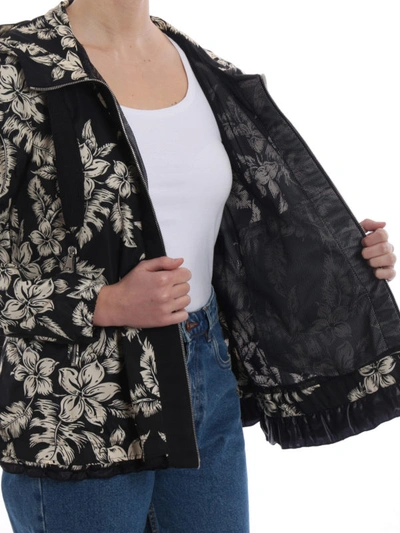 Shop Moncler Morion Floral Print Hooded Jacket In Black