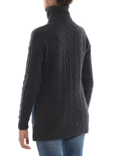 Shop Polo Ralph Lauren Twist Knit Grey Wool And Cashmere Turtleneck