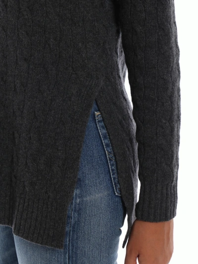 Shop Polo Ralph Lauren Twist Knit Grey Wool And Cashmere Turtleneck