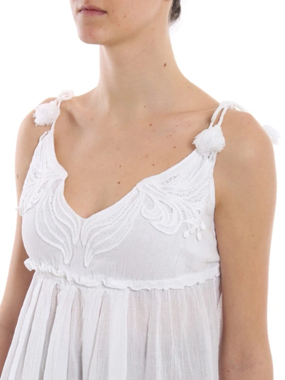 Shop Dondup Self-tie Shoulder Strap Cotton Top In White