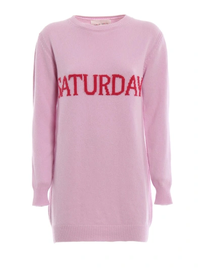 Shop Alberta Ferretti Saturday Pink Long Crewneck