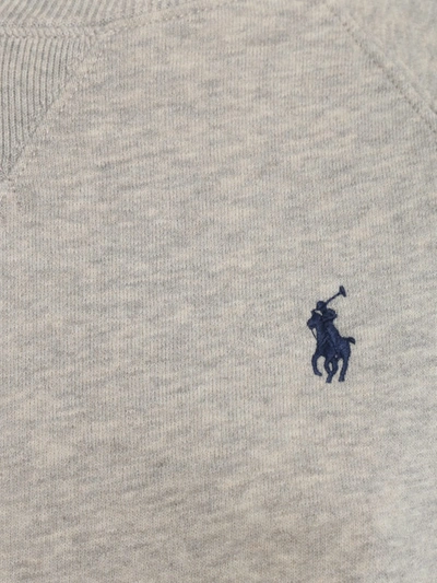 Shop Polo Ralph Lauren Crew Neck Melange Grey Sweatshirt In Light Grey