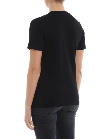 Shop Dondup Strass Embellished Logo Cotton T-shirt In Black