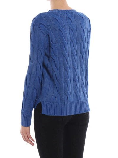 Shop Polo Ralph Lauren Cable Knit Melange Blue Cotton Sweater