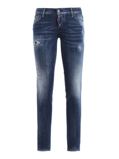 Shop Dsquared2 Jennifer Stretch Cotton Denim Jeans In Medium Wash