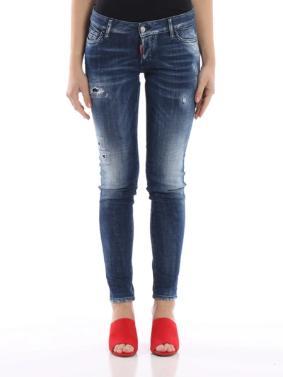 Shop Dsquared2 Jennifer Stretch Cotton Denim Jeans In Medium Wash