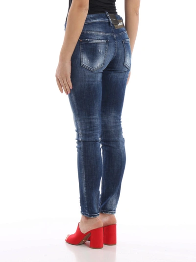 Shop Dsquared2 Jennifer Stretch Cotton Denim Jeans In Medium Wash